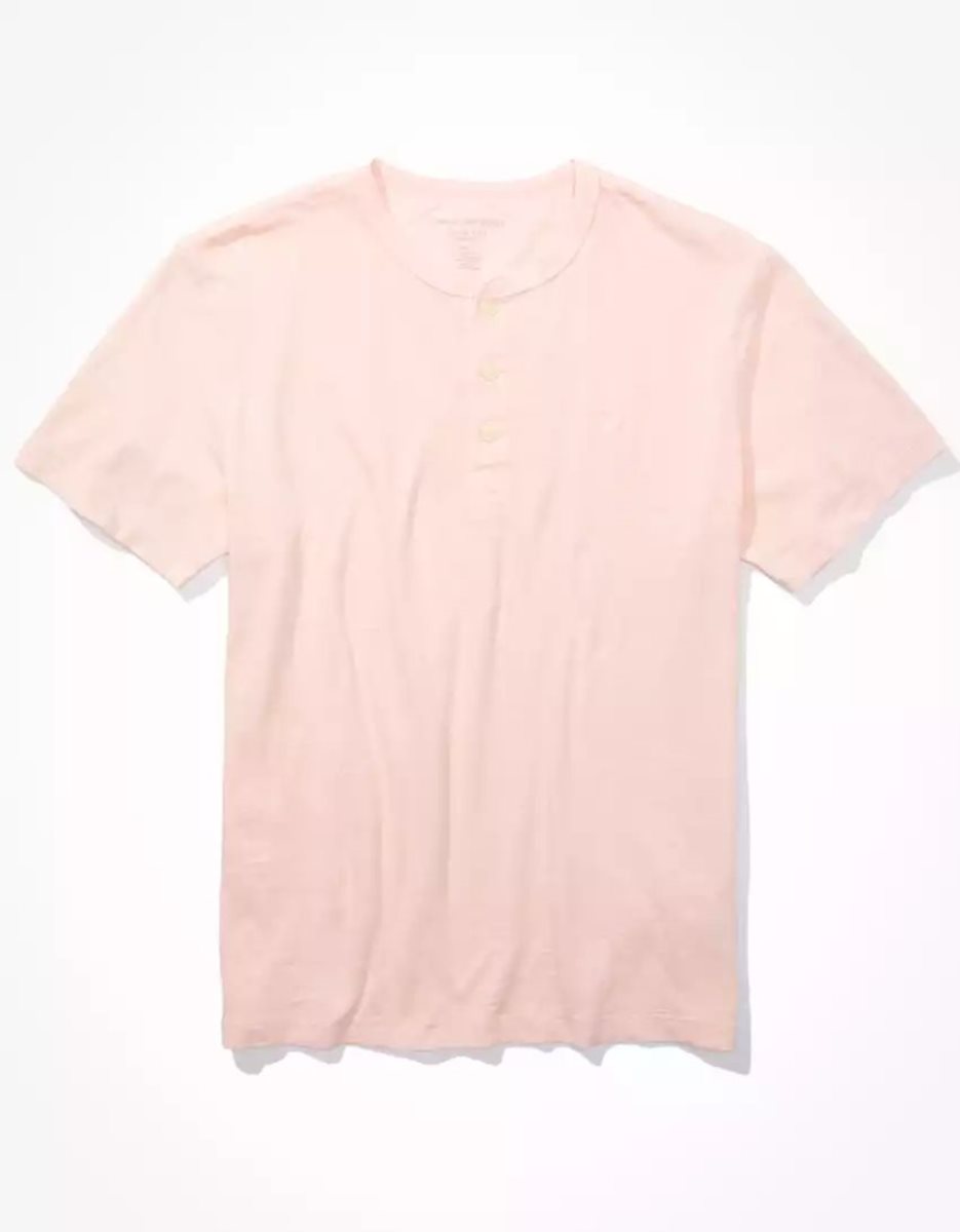 T Shirts American Eagle AE Super Soft Slub Henley Rose Homme | IZY-25206916